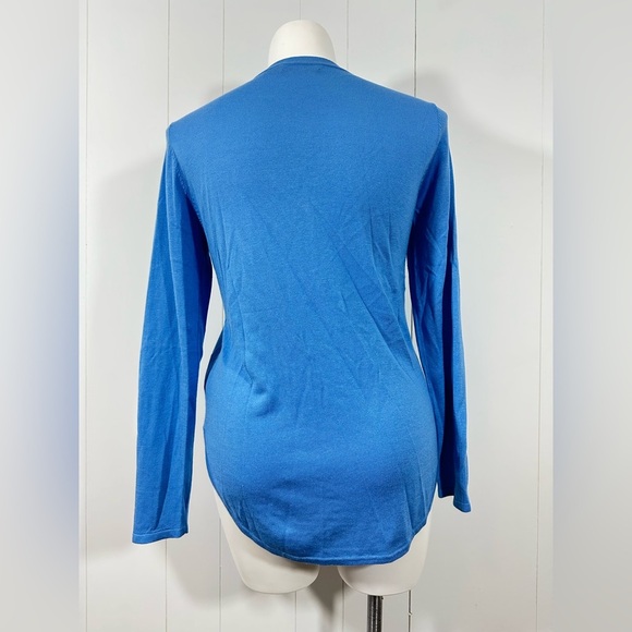 Lauren Ralph Lauren Pullover Knit V-Neck Blue Sweater Womens Sz L Modal Silk - Picture 5 of 9